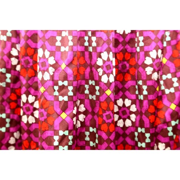 A Common Thread Brown Fuchsia Purple Red Silk Bead Tie Waist Skirt P XS $249 - Picture 4 of 8